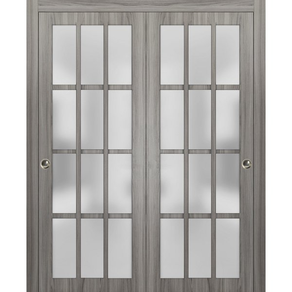 Sartodoors Closet Bypass Interior Door, 72" x 84", Gray FELICIA3312DBD-GA-7284